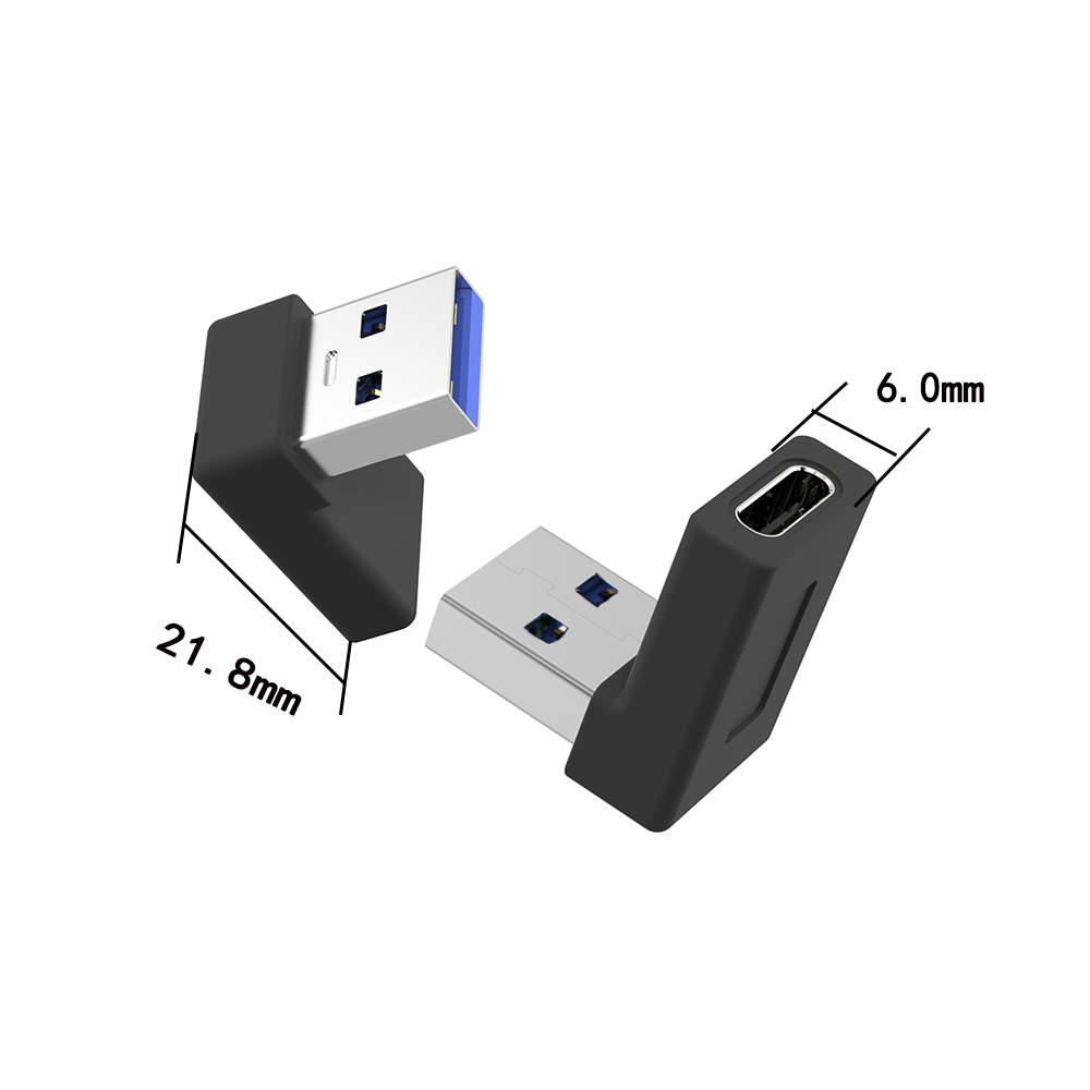 Right Angle USB A Male to USB C Female Adapter