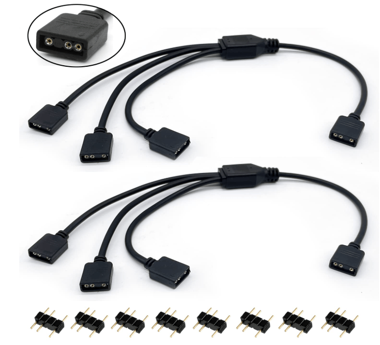 ARGB Extension Cable, 3-Pin to SM 3-Pin Male Adapter with Adapter&nbsp;pin