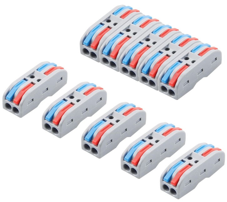 Lever Wire Connectors Push-in Quick Connect Wire Splice Connectors Compact Inline Terminals for Electrical Wire Splicing Project, 28-12 AWG, 2 in 2&nbsp;Out