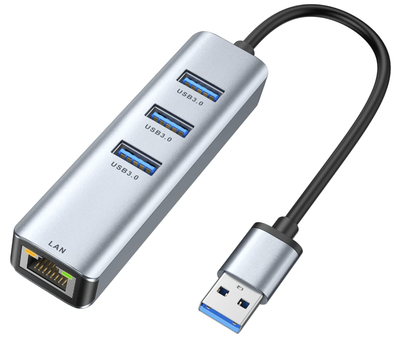 USB 3.0 to Ethernet Adapter, 3-Port USB 3.0&nbsp;Hub