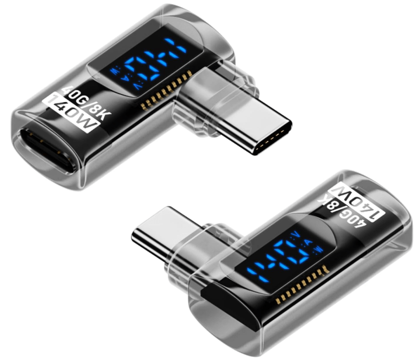 90 Degree USB C Adapter with Digital Display