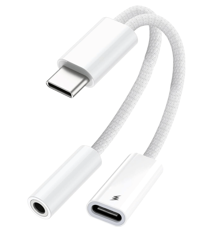2 in 1 USBC to Headphone Jack Adapter with PD Fast Charging Dongle Cable Type C to Aux for iPhone 17 16 15, Galaxy