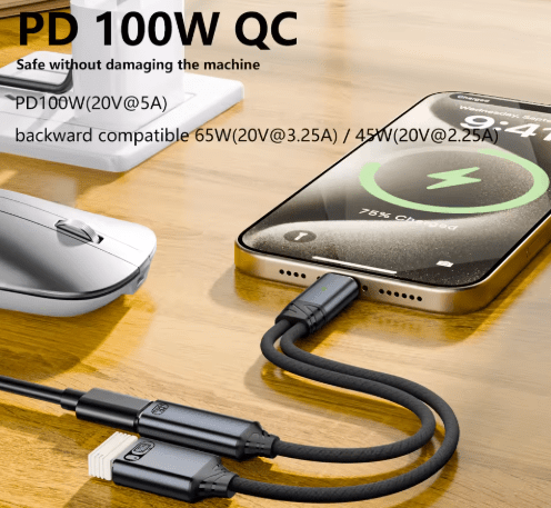 USB C OTG with Charging USB C Adapter USB Splitter with 100W PD Fast Charge Compatible for Earphone Headphone Tablet Laptop&nbsp;PC