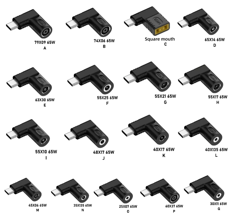 90 Degree 65W 7.4*5.0mm Laptop Charger PD Converter DC Female to USB C Male Adapter