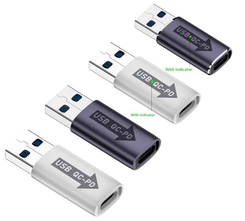 USB OTG Adapter Usb a 3.1 to C Type Converter Aluminum Alloy with Indicator Light Fast Charging for U Disk Mobile Phones