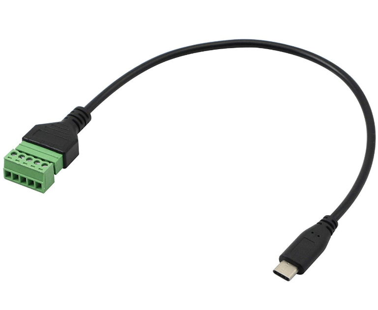 USB Type C Male to 5 Pin Screw Terminal Female Solderless Bolt Screw Shield terminals Converter Adapter&nbsp;Cable
