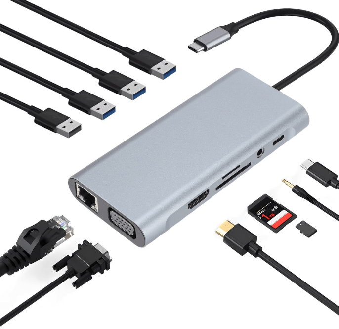 11 in 1 USB C Docking Station Dual Monitor with HDMI & VGA Ports