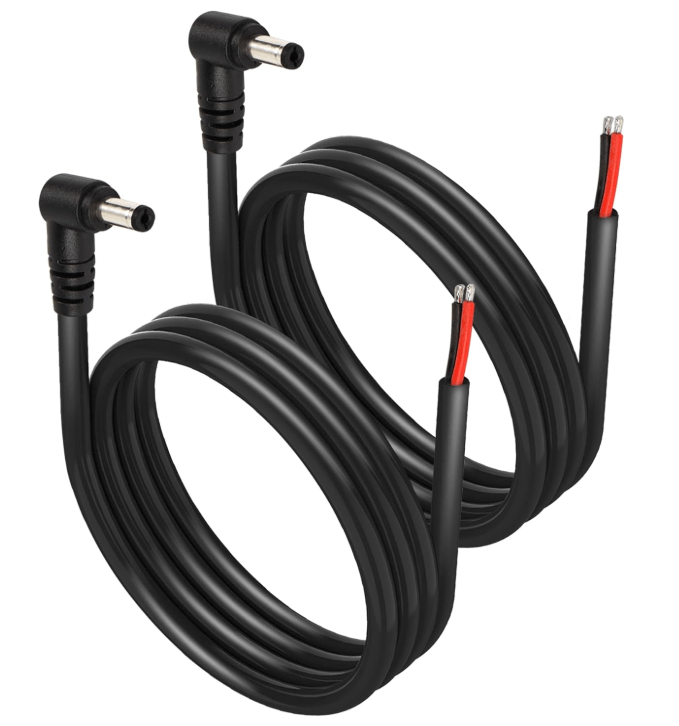 DC5521 Power Pigtails Cable, 12V 90 Degree DC 5.5mm x 2.1mm Male Plug to Bare Wire Open End Power Supply Repair Cord