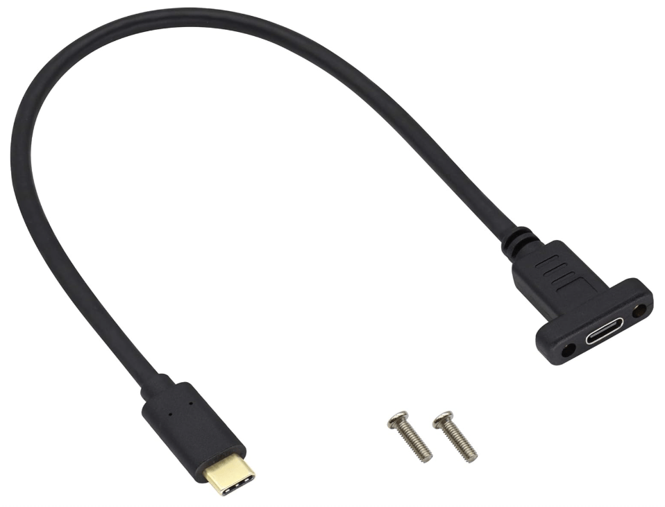 USB Type C 3.1Panel Mount Adapter Cable USB-C 3.1 Gen2 10Gbps Male to USB C Female Panel Mount Screw&nbsp;Cable