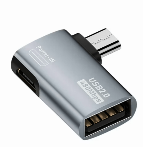4K OTG Cable Adapter Power Supplied Micro-USB to USB with Angle Design. Suitable for Tablet, TV(Right)