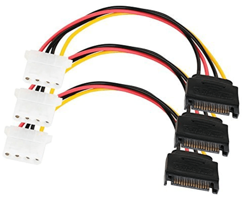 SATA to 4 Pin Power Cable Adapter 3 Pack SATA 15 Pin Male to Molex LP4 Female Power&nbsp;Cable